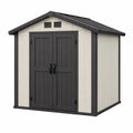 Kunststoff-Gartenhaus 185 x 185 x 210 cm Beige/Anthrazit mit Doppeltür und Satteldach