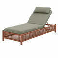 Gartenliege 200 × 75 × 75 cm mit verstellbarer Rückenlehne, Seilgeflecht und olivgrüner Polsterung