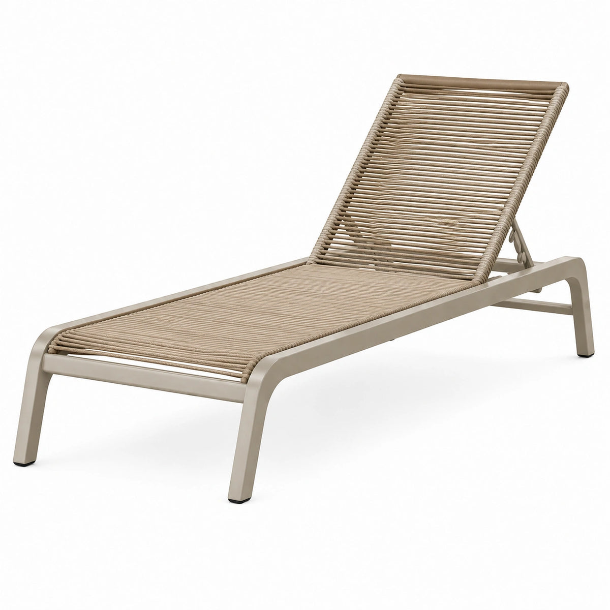 Verstellbare Sonnenliege 195 × 65 × 33 cm mit Metallrahmen und Seilbespannung in Beige/Taupe
