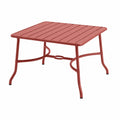 Quadratischer Gartentisch aus Stahl in Rot, 90 × 90 × 74 cm