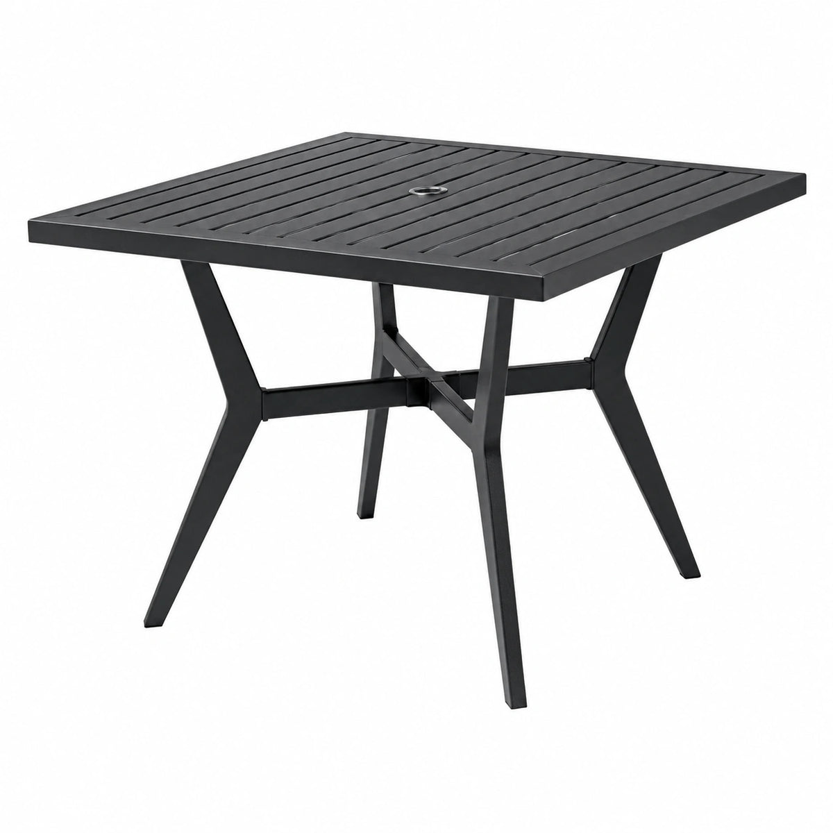 Aluminium-Gartentisch Schwarz 90 x 90 x 75 cm mit Schirmloch