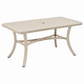 Rechteckiger Gartentisch aus Aluminium in Beige, 150 × 90 × 74 cm, mit Schirmloch