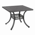 Aluminium-Gartentisch 90 × 90 × 74 cm Schwarz mit Lattenmuster