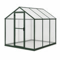 Aluminium-Gewächshaus 190 × 190 × 195 cm mit Polycarbonatplatten und Drehtür, Dunkelgrün/Transparent