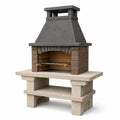 Grillkamin aus Beton und Schamott, 120 × 70 × 220 cm, Braun/Anthrazit/Beige, mit höhenverstellbarem Grillrost
