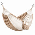 Hängematte 200 × 150 cm in Beige und Creme mit Karabinerhaken und Seitentasche